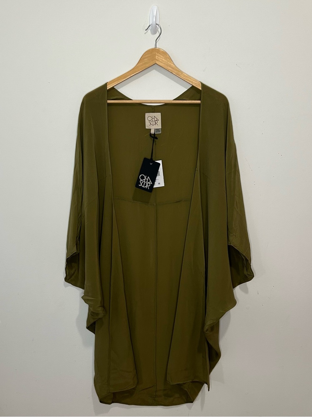 Chaser Women’s Olive Green Drapey Open Front Cardigan Kimono XS/S New